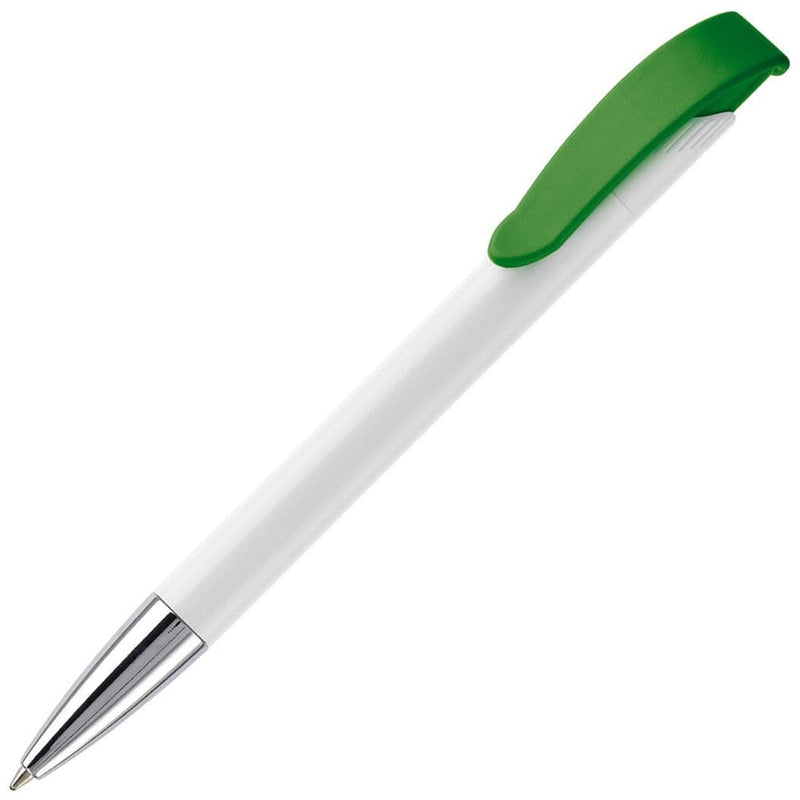 Penna a sfera Apollo Metal Tip Bianco / verde - personalizzabile con logo
