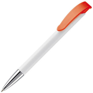 Penna a sfera Apollo Metal Tip White / arancione - personalizzabile con logo