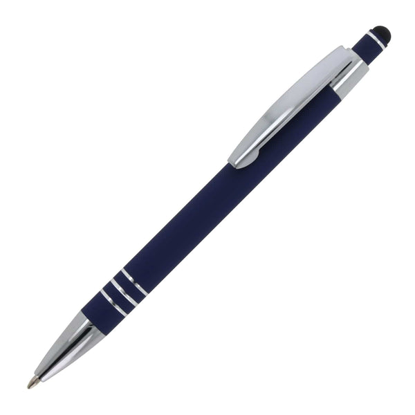 Penna a sfera Atene Metallo gommato blu navy - personalizzabile con logo