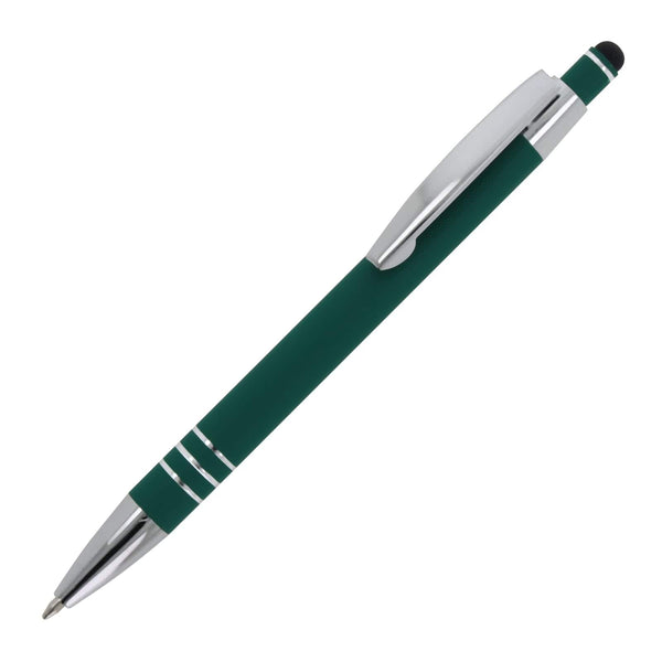 Penna a sfera Atene Metallo gommato verde - personalizzabile con logo