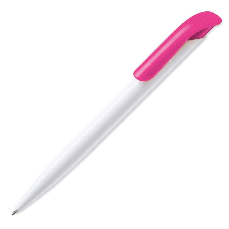Penna a sfera Atlas hard-color Bianco / rosa - personalizzabile con logo