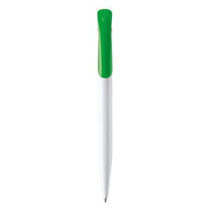 Penna a sfera Atlas hard-color Bianco / verde - personalizzabile con logo