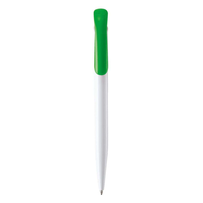 Penna a sfera Atlas hard-color Bianco / verde - personalizzabile con logo