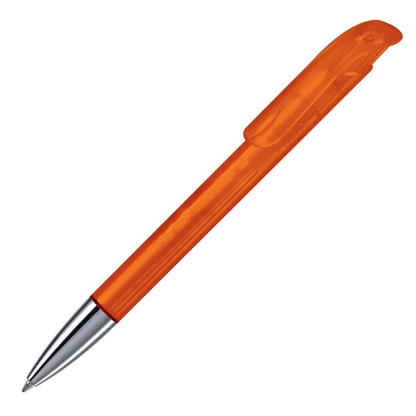 Penna a sfera Atlas punta in metallo trasparente Trasparente / Arancione - personalizzabile con logo