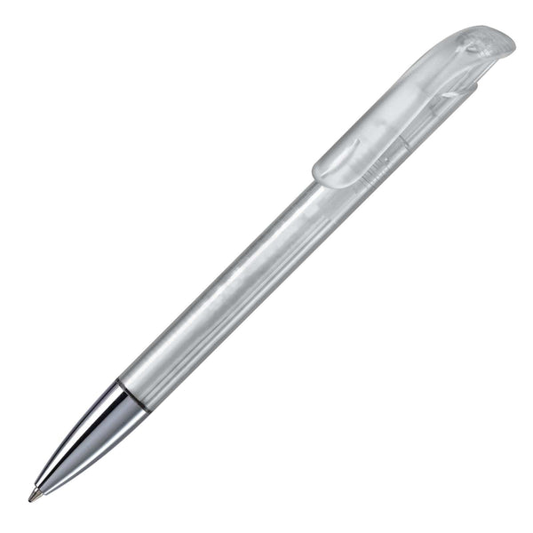 Penna a sfera Atlas punta in metallo trasparente Trasparente / Bianco - personalizzabile con logo