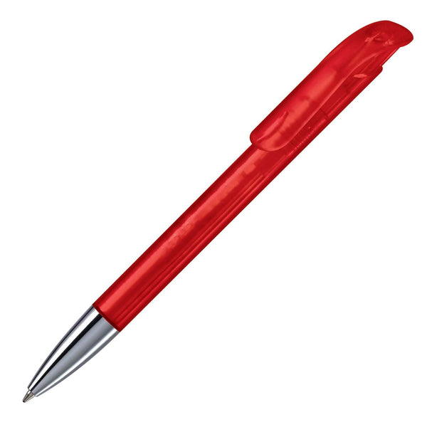 Penna a sfera Atlas punta in metallo trasparente Trasparente / Rosso - personalizzabile con logo