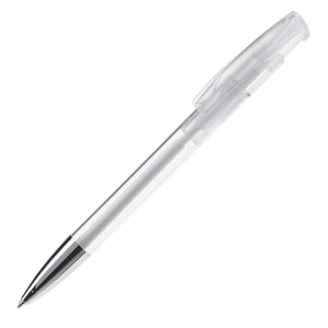Penna a sfera Avalon Transparent Metal Tip Trasparente / Bianco - personalizzabile con logo
