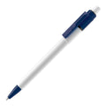 Penna a sfera Baron Colour opaco Bianco / blu navy - personalizzabile con logo
