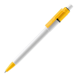 Penna a sfera Baron Colour opaco Bianco / Giallo - personalizzabile con logo