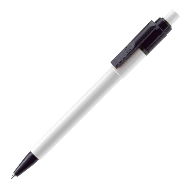 Penna a sfera Baron Colour opaco Bianco / nero - personalizzabile con logo