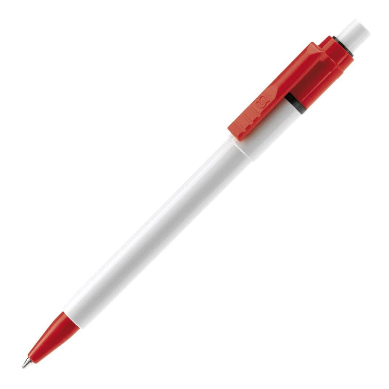 Penna a sfera Baron Colour opaco Bianco / Rosso - personalizzabile con logo