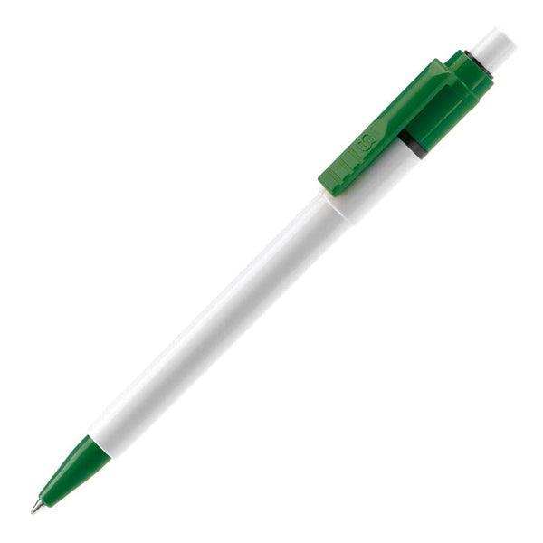 Penna a sfera Baron Colour opaco Bianco / verde - personalizzabile con logo