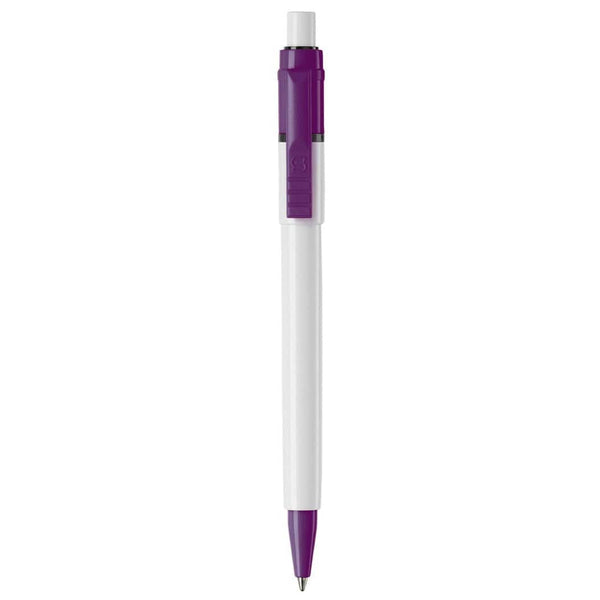 Penna a sfera Baron Colour opaco Bianco / viola - personalizzabile con logo