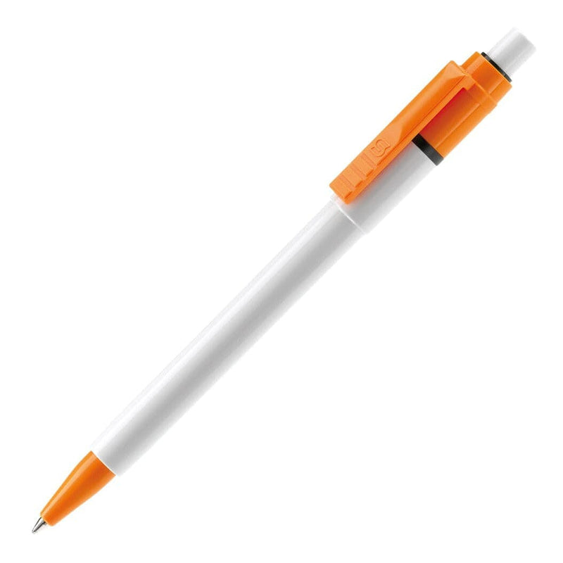 Penna a sfera Baron Colour opaco White / arancione - personalizzabile con logo
