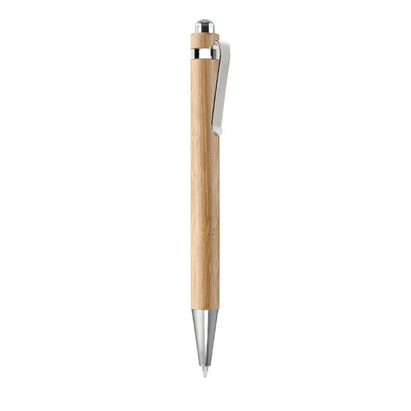 Penna a sfera bamboo refil blu beige - personalizzabile con logo