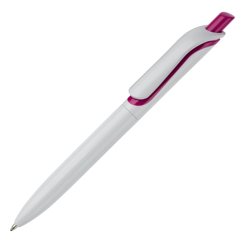 Penna a sfera Click Shadow Made in Germany Bianco / rosa - personalizzabile con logo