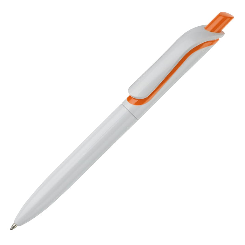 Penna a sfera Click Shadow Made in Germany White / arancione - personalizzabile con logo