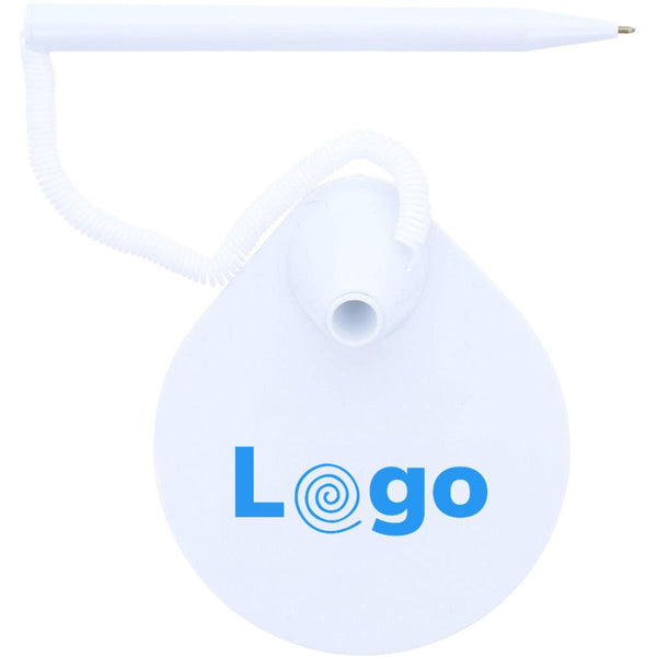Penna a sfera con base e corda elastica bianco - personalizzabile con logo
