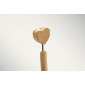 Penna a sfera con cuore in bambù natural - personalizzabile con logo
