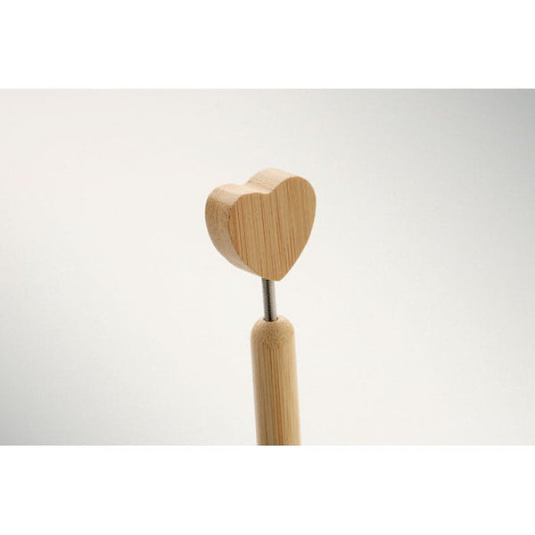 Penna a sfera con cuore in bambù natural - personalizzabile con logo