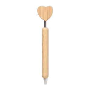Penna a sfera con cuore in bambù natural - personalizzabile con logo
