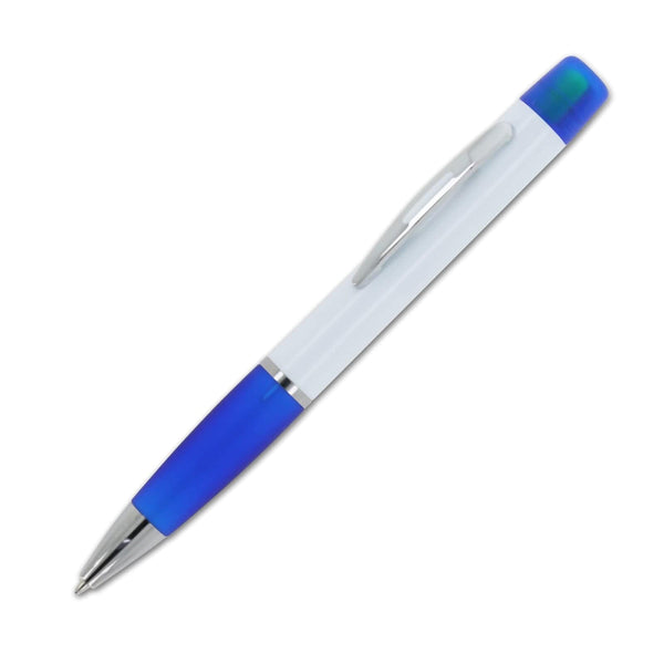 Penna a sfera con evidenziatore tricolore blu - personalizzabile con logo