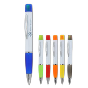 Penna a sfera con evidenziatore tricolore - personalizzabile con logo