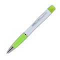 Penna a sfera con evidenziatore tricolore verde calce - personalizzabile con logo