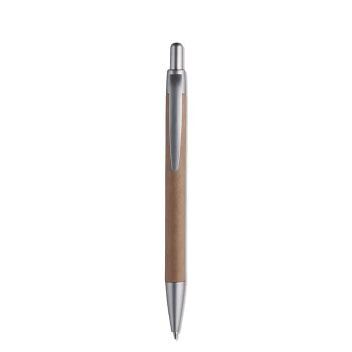 Penna a sfera con fusto in cartone color argento - personalizzabile con logo