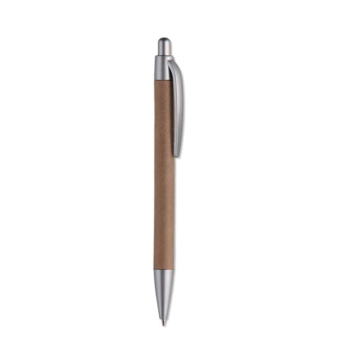Penna a sfera con fusto in cartone color argento - personalizzabile con logo