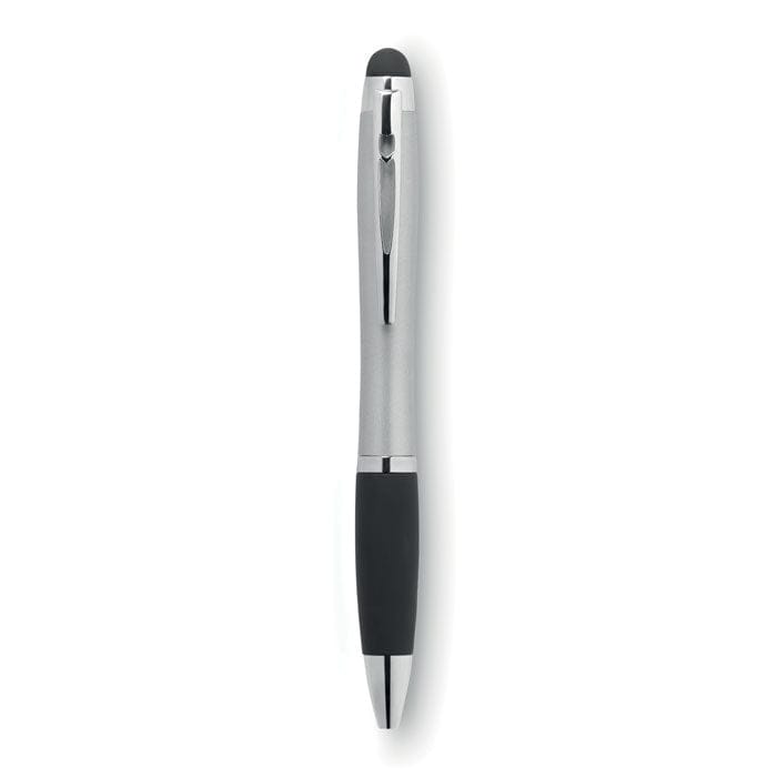 Penna a sfera con luce color argento - personalizzabile con logo