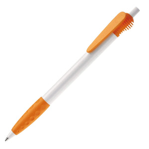 Penna a sfera Cosmo hardcolour Bianco / Arancione - personalizzabile con logo