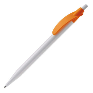 Penna a sfera Cosmo Hardcolour Bianco / Arancione - personalizzabile con logo