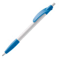 Penna a sfera  Cosmo hardcolour Bianco / azzurro - personalizzabile con logo