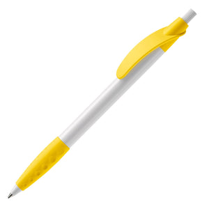 Penna a sfera  Cosmo hardcolour Bianco / Giallo - personalizzabile con logo