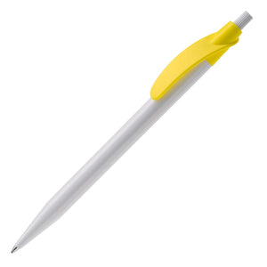 Penna a sfera Cosmo Hardcolour Bianco / Giallo - personalizzabile con logo