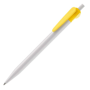 Penna a sfera Cosmo Hardcolour Bianco / Giallo - personalizzabile con logo