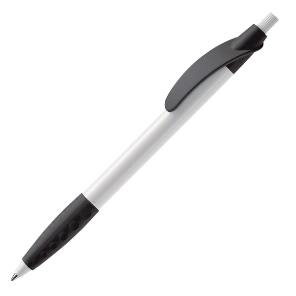 Penna a sfera  Cosmo hardcolour Bianco / Nero - personalizzabile con logo