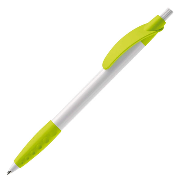 Penna a sfera  Cosmo hardcolour Bianco / verde - personalizzabile con logo