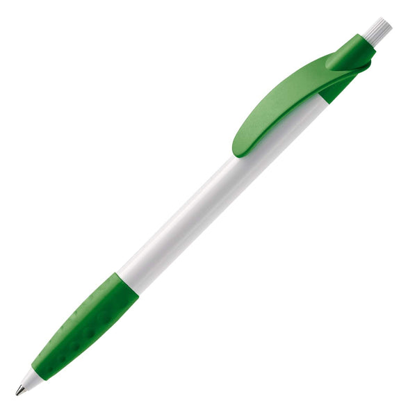 Penna a sfera  Cosmo hardcolour Bianco / Verde - personalizzabile con logo