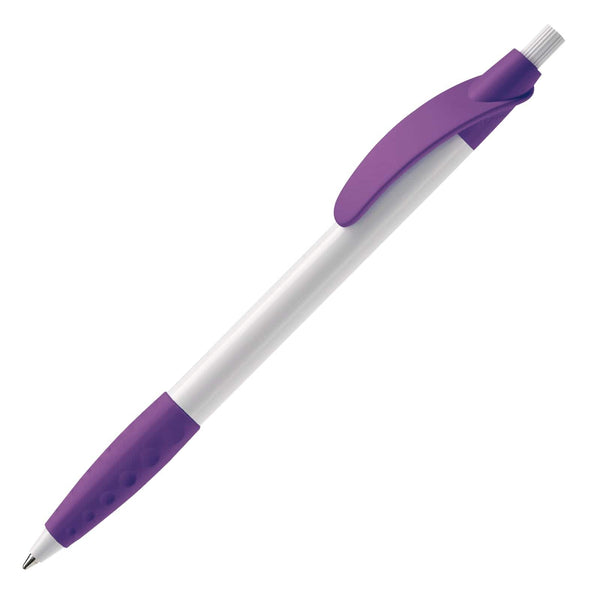 Penna a sfera  Cosmo hardcolour Bianco / Viola - personalizzabile con logo