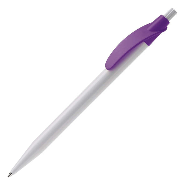 Penna a sfera Cosmo Hardcolour Bianco / Viola - personalizzabile con logo