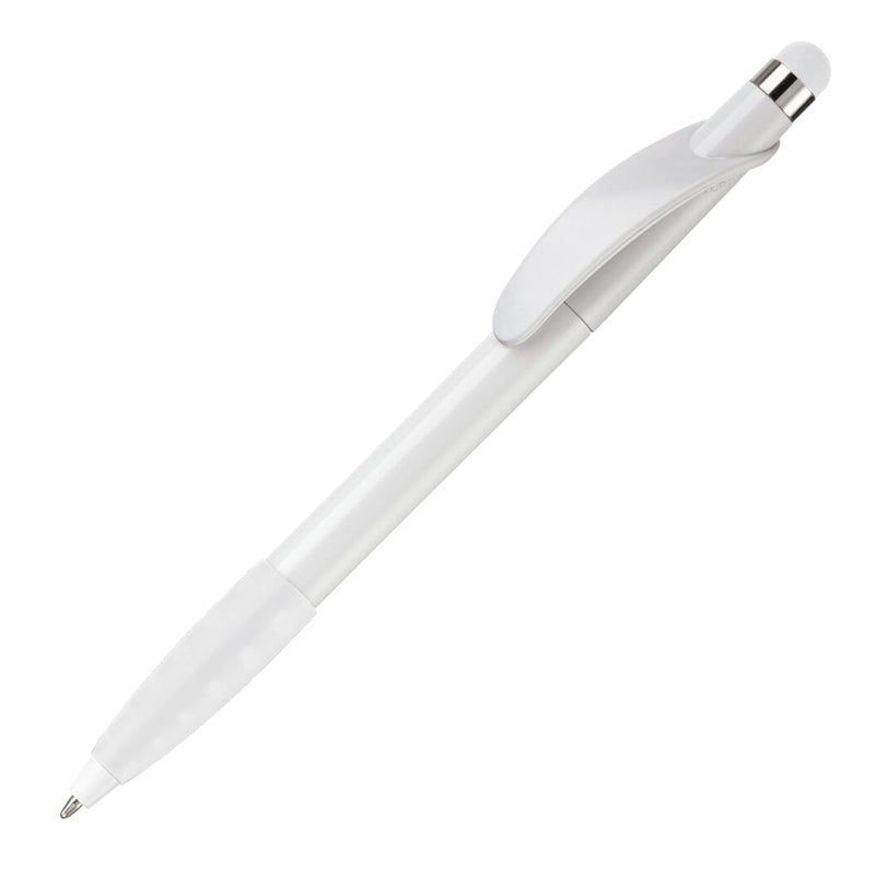 Penna a sfera Cosmo Stylus Grip Bianco / bianco - personalizzabile con logo