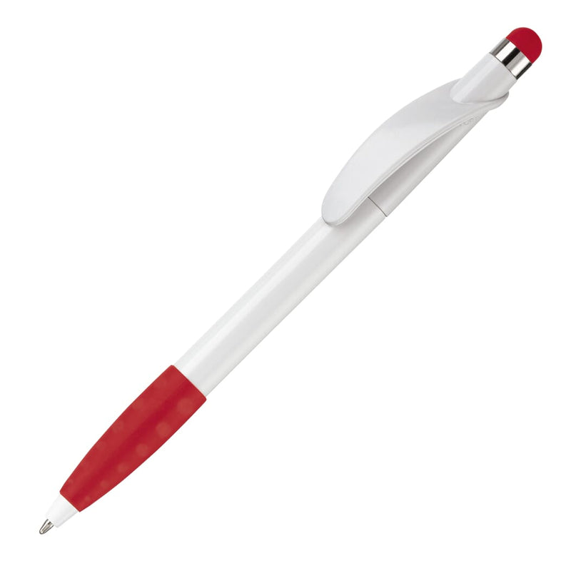 Penna a sfera Cosmo Stylus Grip Bianco / Rosso - personalizzabile con logo