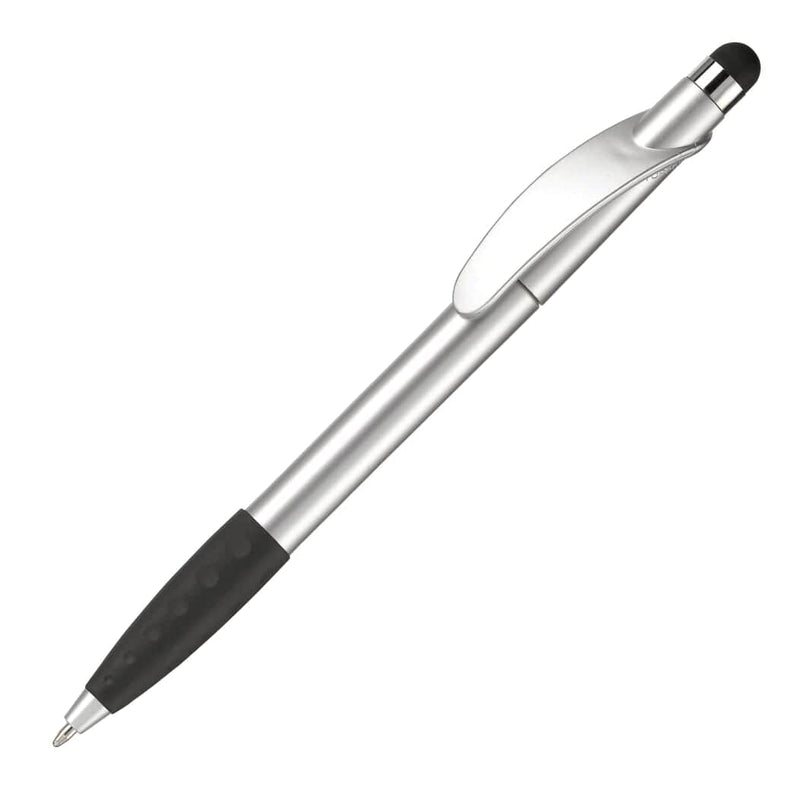 Penna a sfera Cosmo Stylus Grip color argento / Nero - personalizzabile con logo