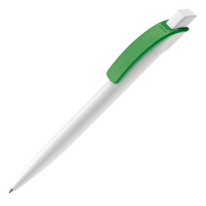 Penna a sfera Cube Hardcolour Bianco / Verde - personalizzabile con logo