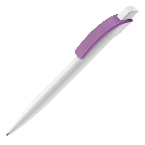 Penna a sfera Cube Hardcolour Bianco / Viola - personalizzabile con logo