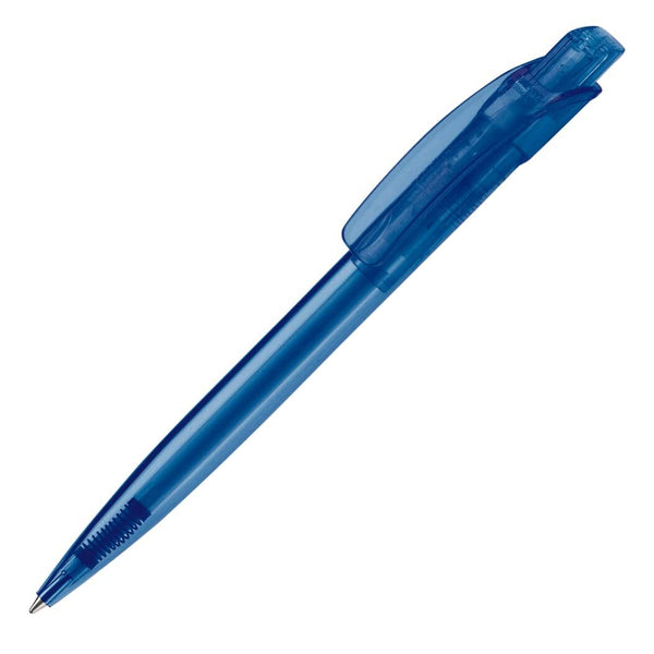 Penna a sfera Cube Transparent grigio scuro blu - personalizzabile con logo