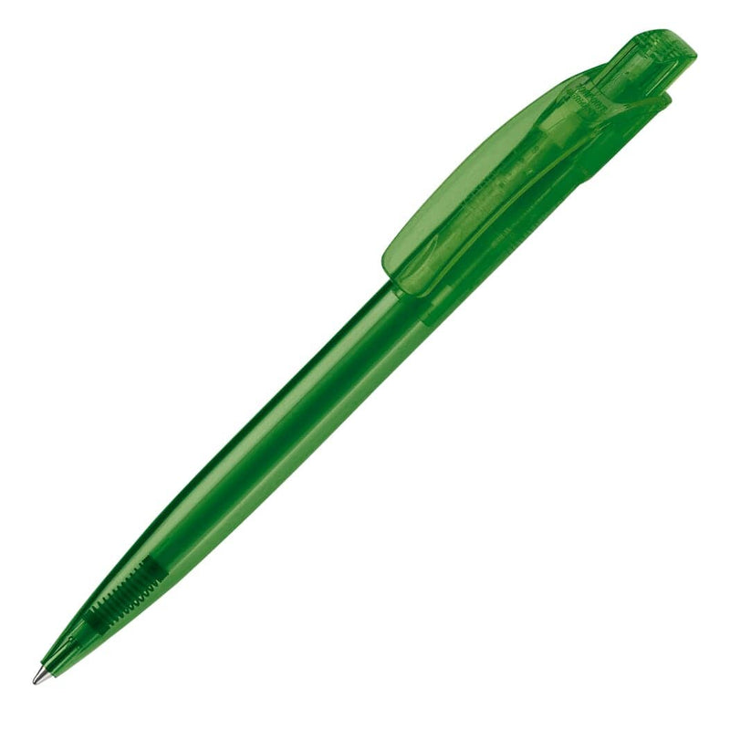 Penna a sfera Cube Transparent grigio scuro verde - personalizzabile con logo