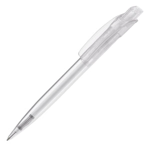 Penna a sfera Cube Transparent Trasparente / Bianco - personalizzabile con logo